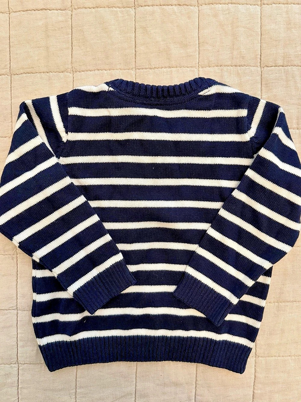 Janie and Jack Navy Ivory Striped Cotton Sweater 18-24M - Picture 2 of 2